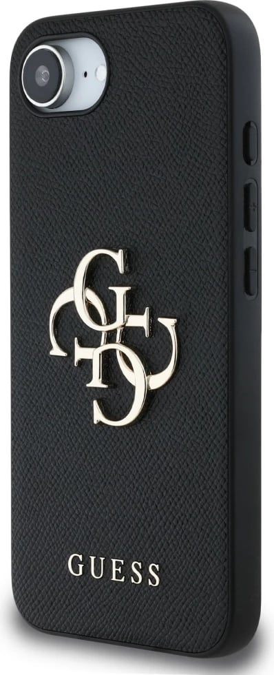 Mbështjellës Guess PU Grained 4G Metal Logo për iPhone 16e, i zi Mbështjellës Guess PU Grained 4G Metal Logo për iPhone 16e, i zi