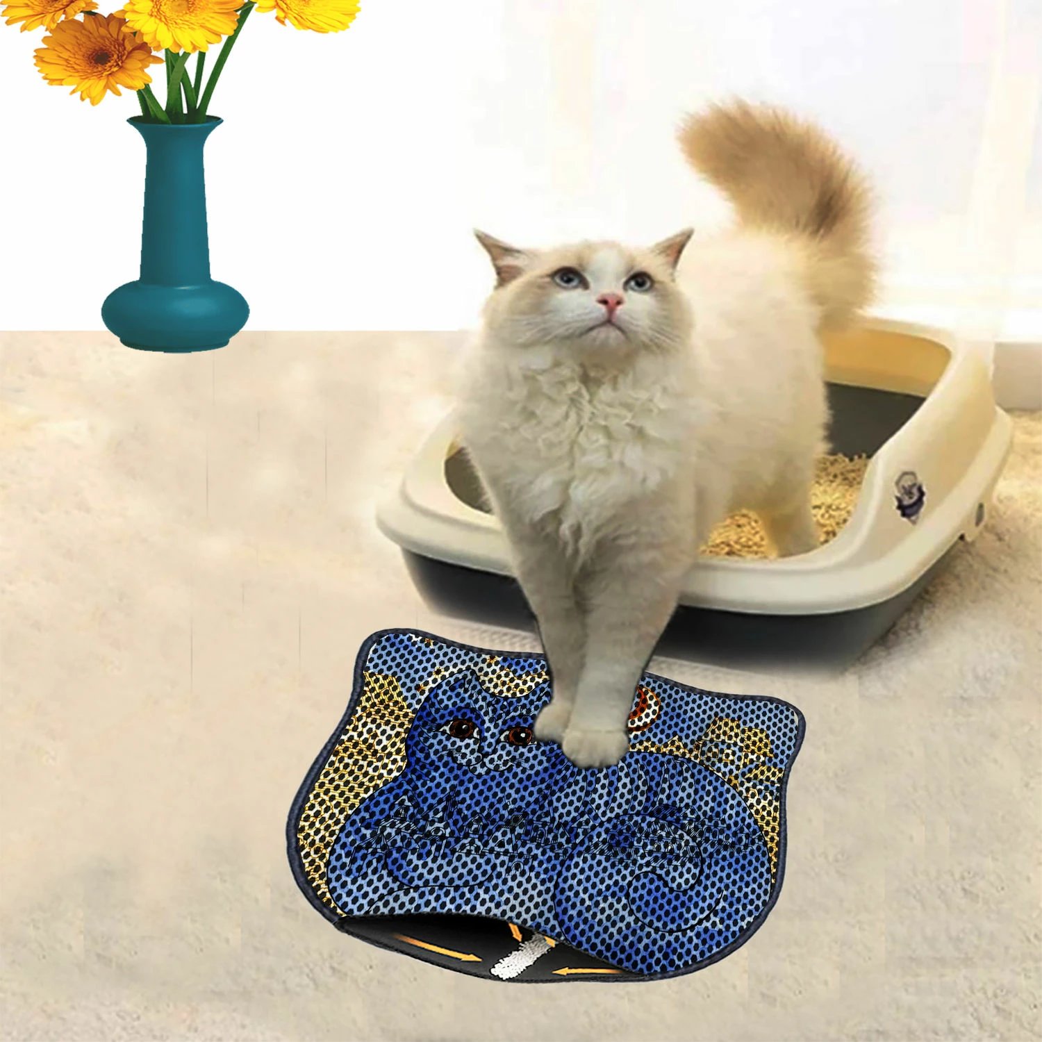 Tapet për rërë mace, shumëngjyrësh, Paws & Whiskers, Kdkafa0117, 40x50cm