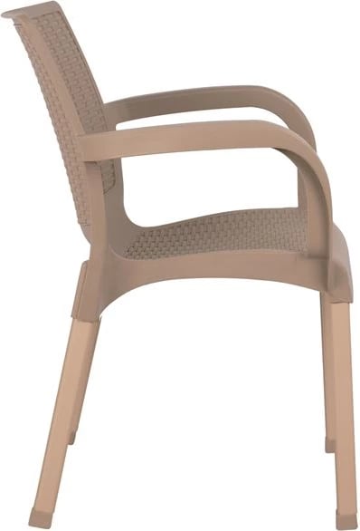 Karrige me krahë, polipropilenë, këmbë alumini, FH5591.02, ngjyrë kapuçino, 60x60x82 cm