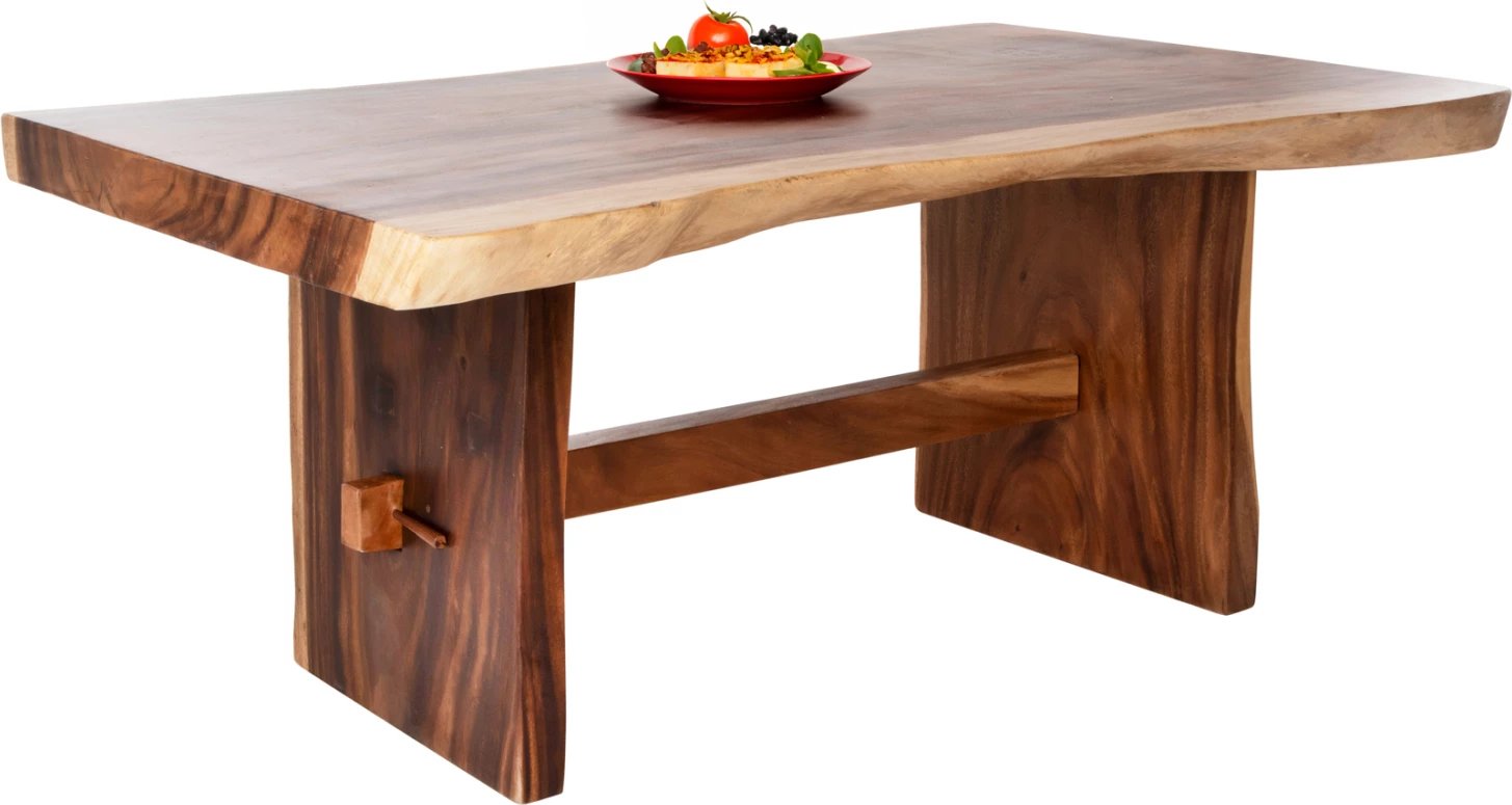 Tavolinë ngrënie ULYSES FH9888 dru suar i ngurtë natyral-9cm trashësi 160x90x78Hcm