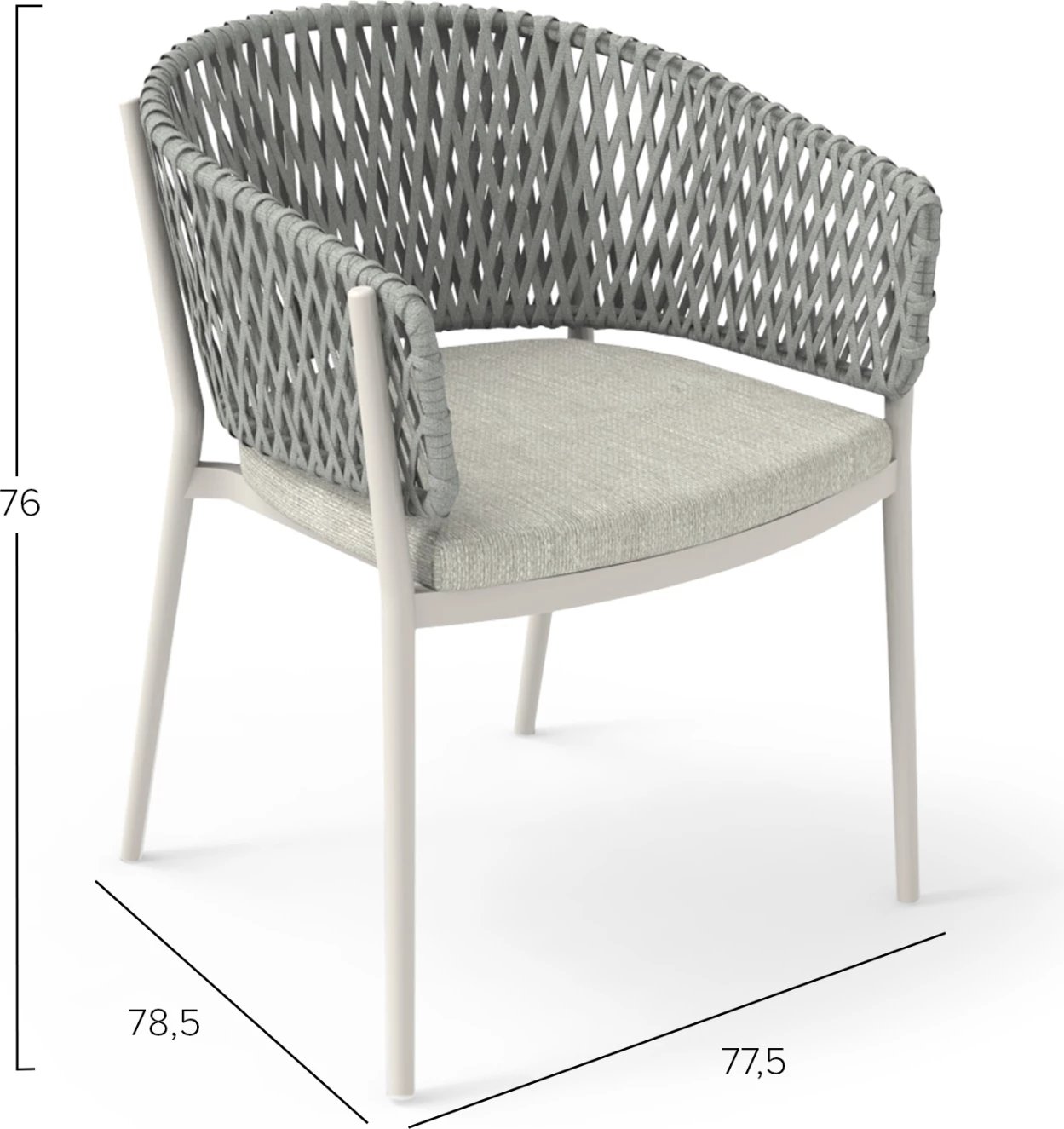 Karrige ngrënieje Camellia, alumin krem i bardhë, litar poliester bezhë, jastëk Olefin, CD6209.02