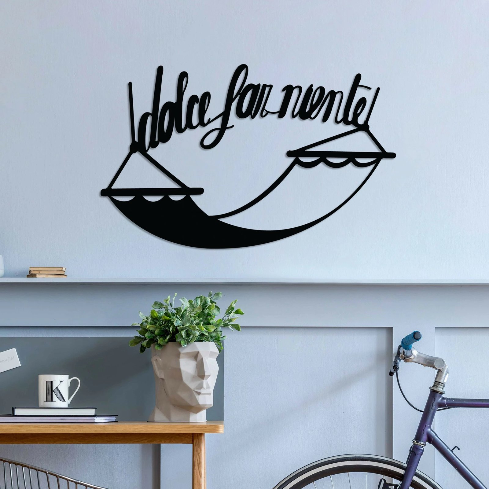 Aksesor dekorativ metalik për mur, Wallity Dolce Far Niente 5, ngjyrë e zezë, 60x38cm