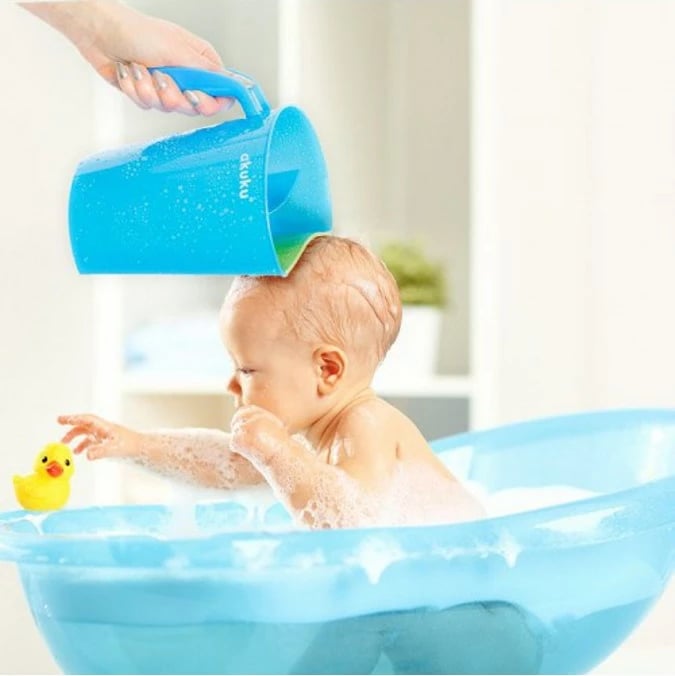 enë shpëlarje flokësh, Akuku, dy dhoma, buzë elastike, pa BPA, white-mint