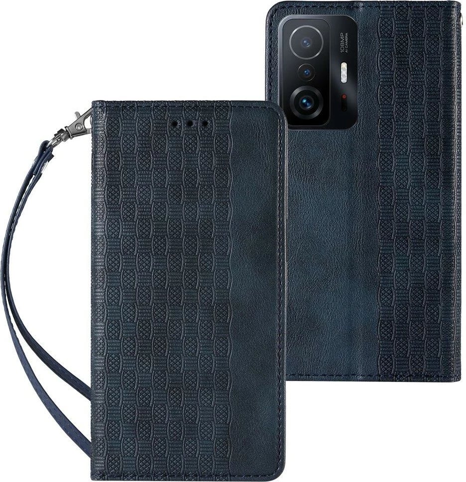 Mbështjellës Hurtel Magnet Strap Case për Samsung Galaxy A12 5G, me portofol dhe litar dore, Kaltër