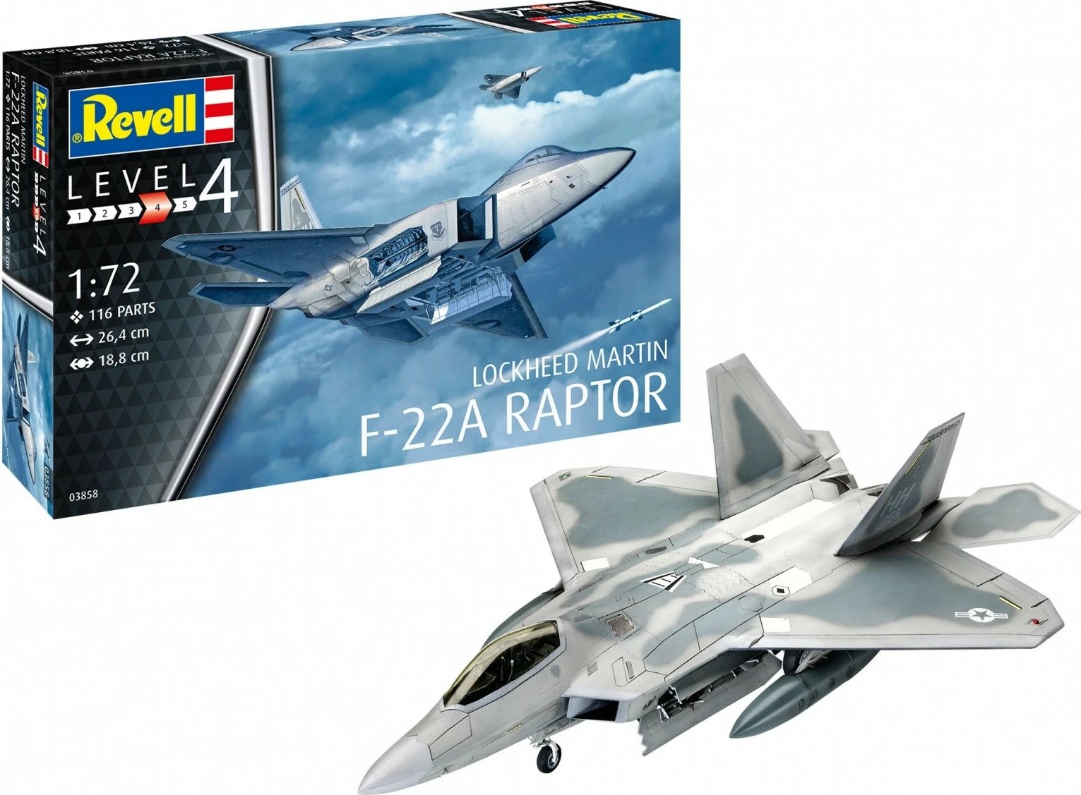 Model plastik Revell Lockheed Martin F-22A Raptor 1:72, 116 pjesë Model plastik Revell Lockheed Martin F-22A Raptor 1:72, 116 pjesë