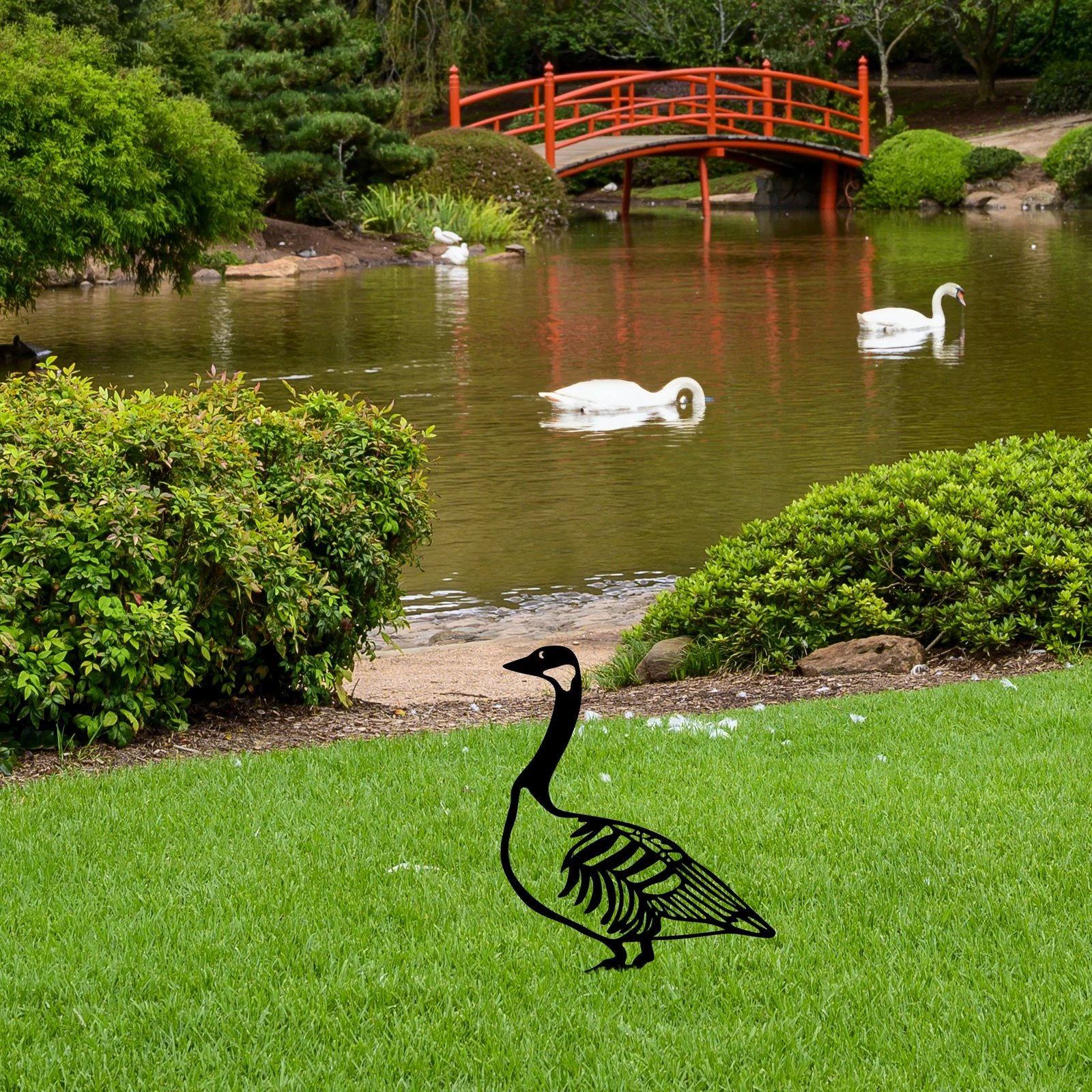 Objekt dekorativ për kopsht, dizajn Aberto, patë, e zezë, 60x37cm