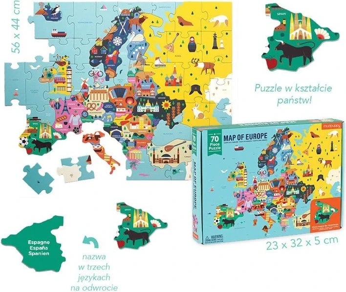 Puzzle Mudpuppy, Harta e Evropës, për moshën 5 vjeç e lart