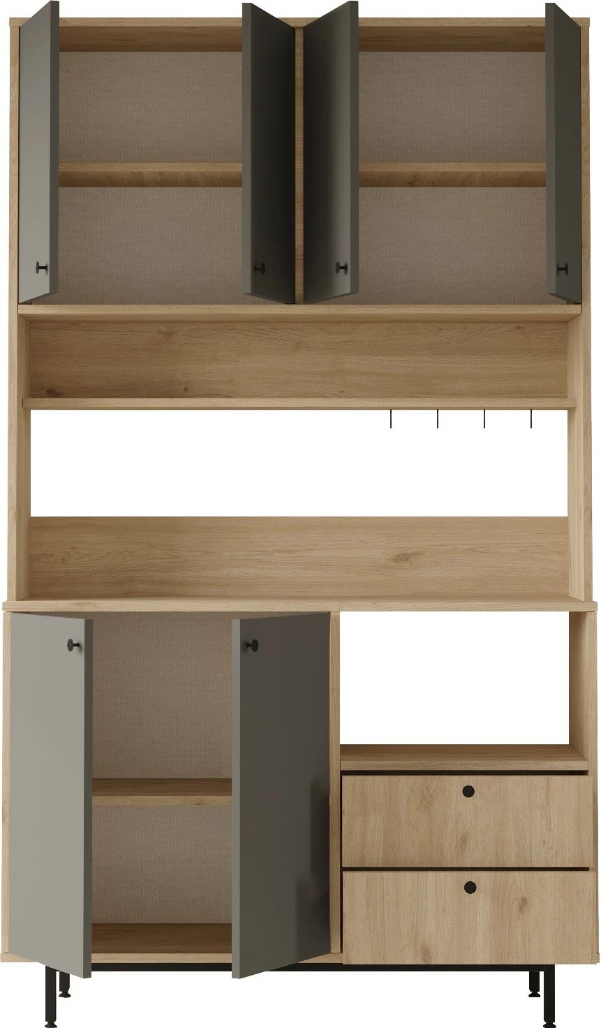 Dollap multifunksional Hanah Home, RE7-SA, ngjyrë lis dhe antracit, 120x205x35.5cm