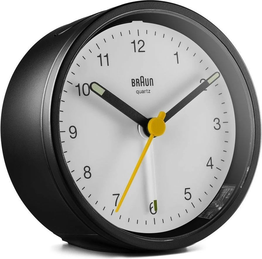 Alarm Braun BC12BW, quartz, 12h, buzzer, zi e bardhë