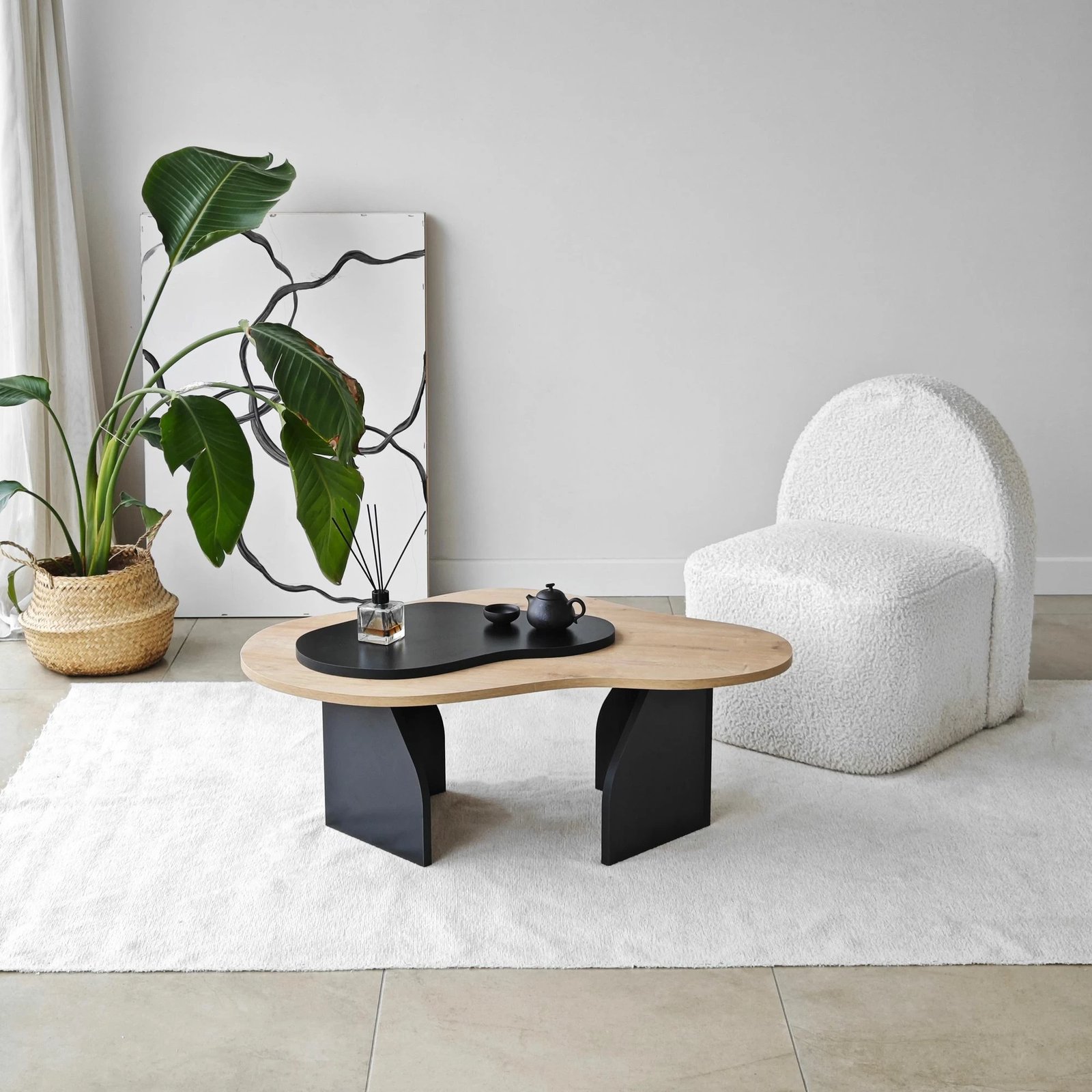 Tavolinë kafeje Hanah Home, ngjyrë lisi safir dhe e zezë