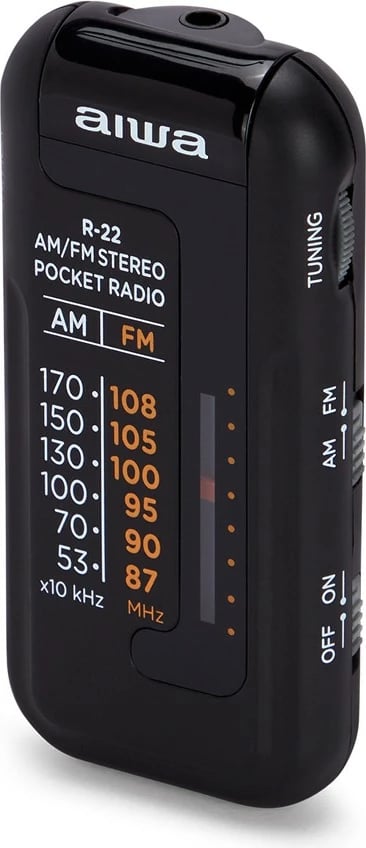 Radio xhepi AIWA R-22BK, AM/FM, me kufje, e zezë/portokalli