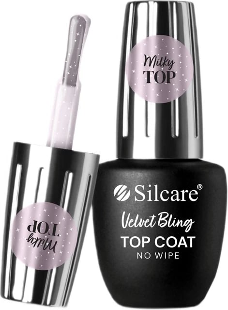 Top coat për thonj Silcare Velvet Bling No Wipe për femra 9ml