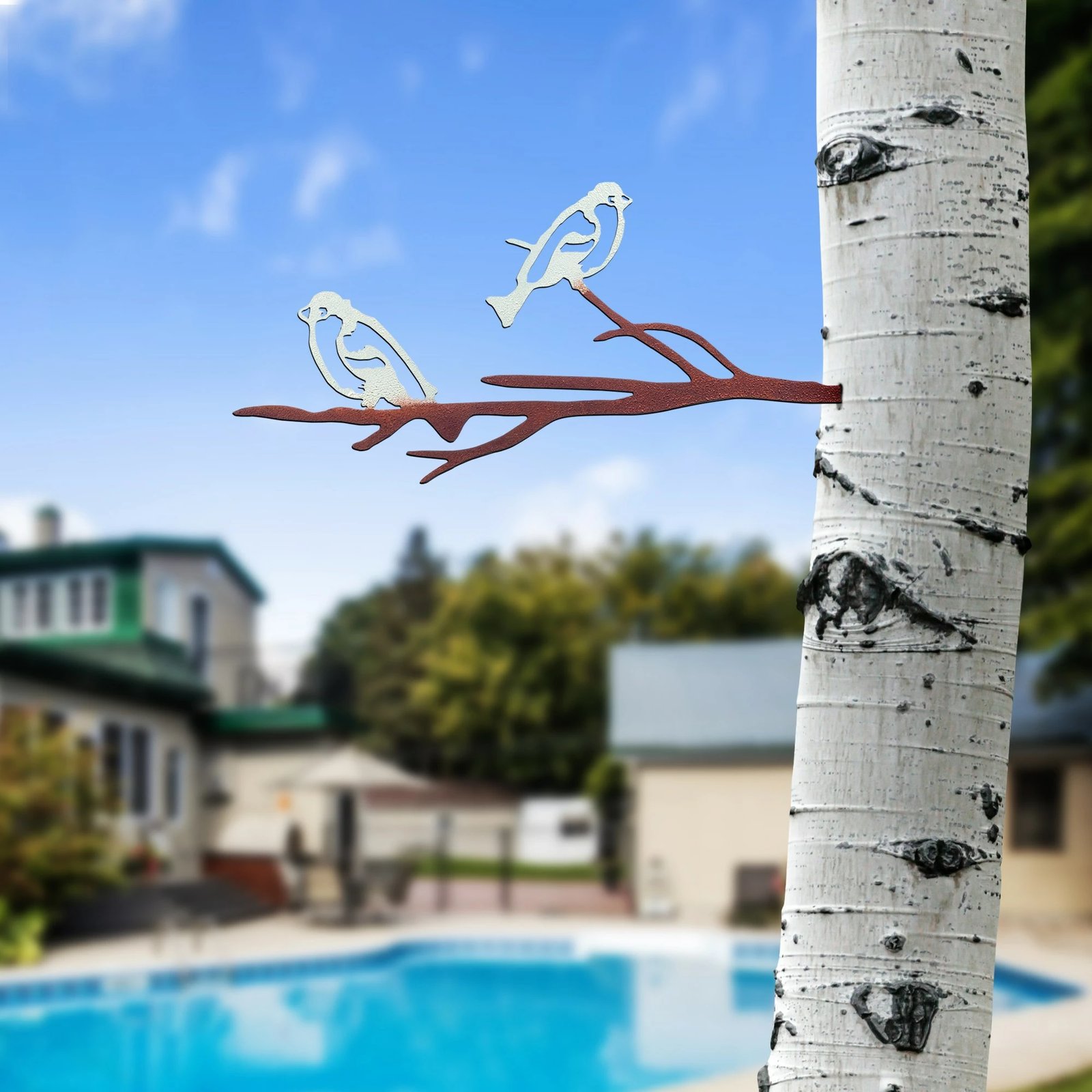 Objekt dekorativ për kopsht, dizajn Aberto, zog në degë, 28