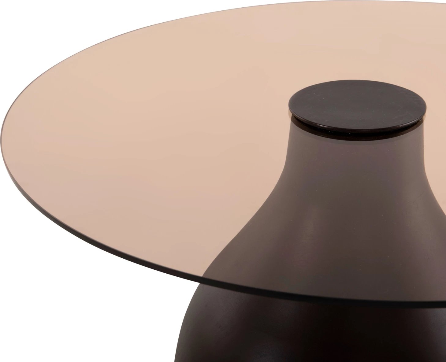 Tavolina anësore 2 copë CHANG FH9668 dru mango ngjyrë kafe, xham sipër Φ55x49,5H & Φ40x36,5H cm