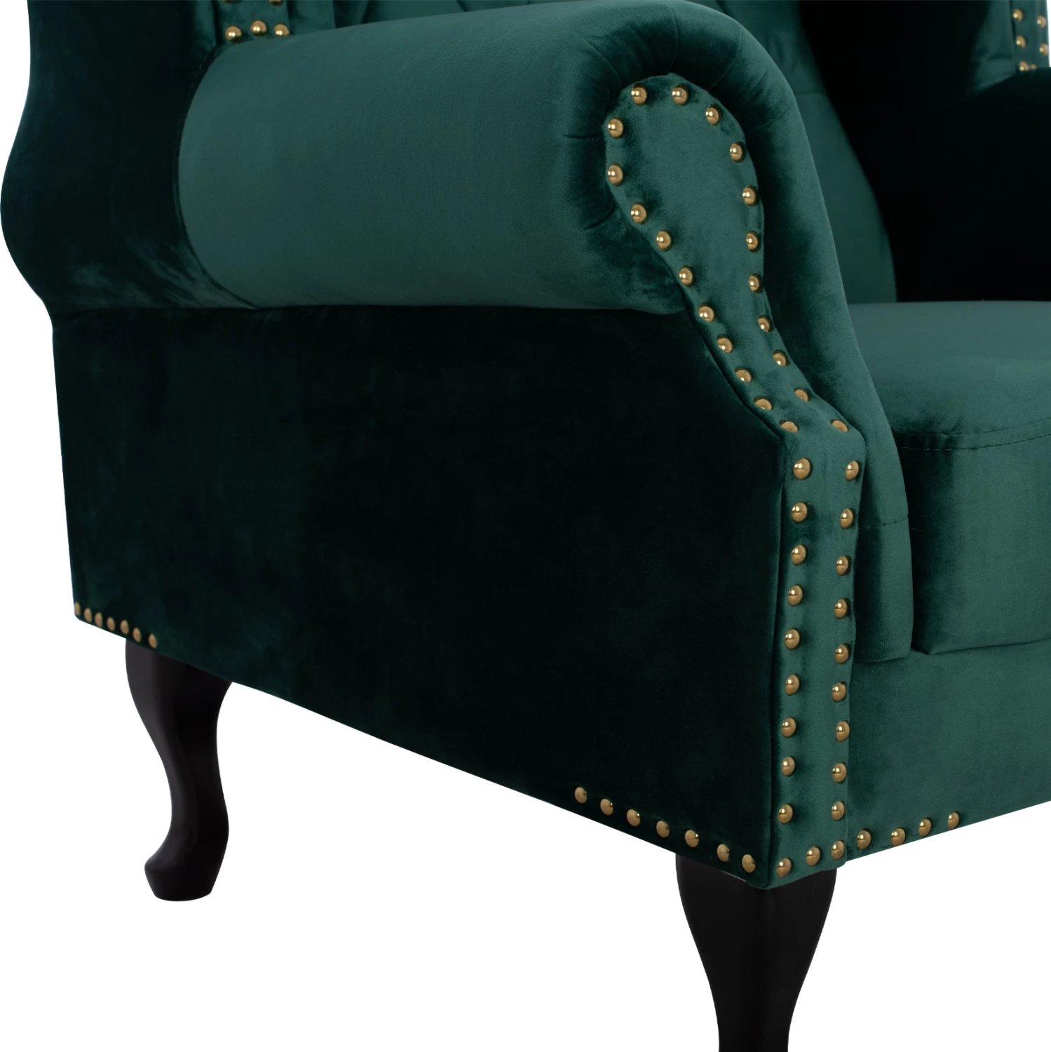 Fotelje Polina, kadife ngjyrë selvi, stil Chesterfield, FH0053.03