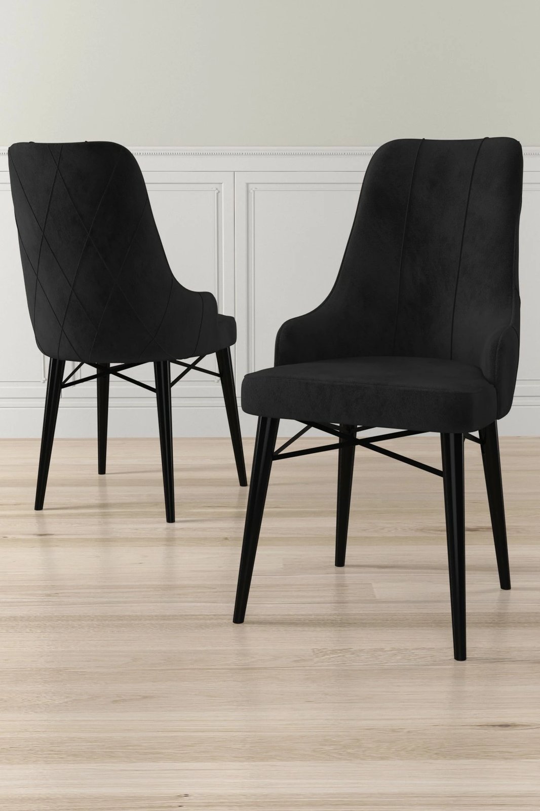 Set karrigesh (4 copë) Hanah Home, Neta, e zezë