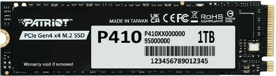 SSD M.2 NVMe PCIe Gen4 x4, Patriot P410 1TB 2280, 5000/4500 MB/s, i zi