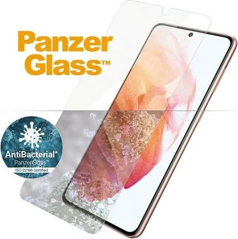 Xham mbrojtës PanzerGlass për Samsung Galaxy S21, antibakterial, me kornizë të zezë