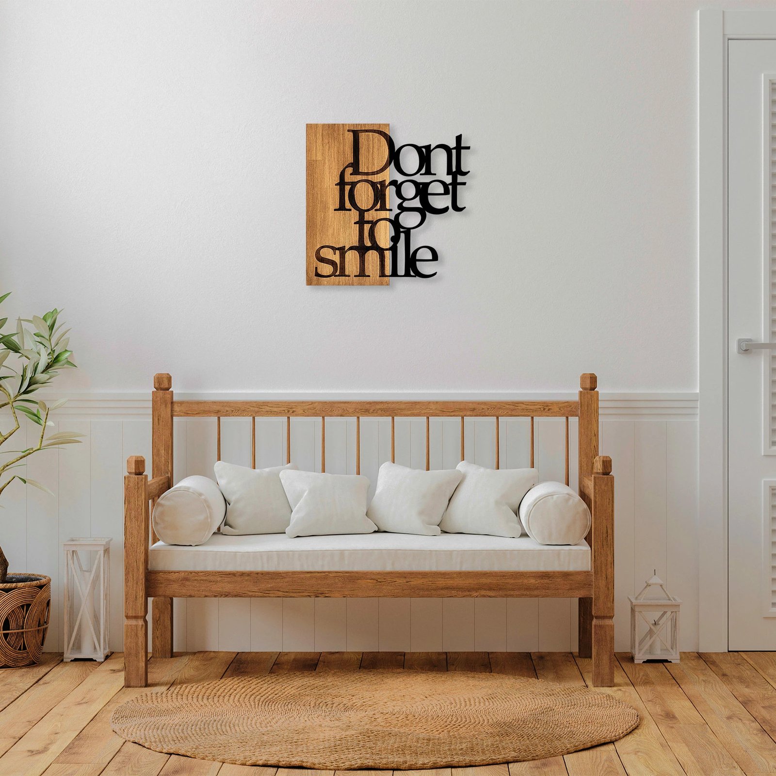 Aksesor dekorativ prej druri për mur, Wallity, MA-287, ngjyrë arre dhe e zezë