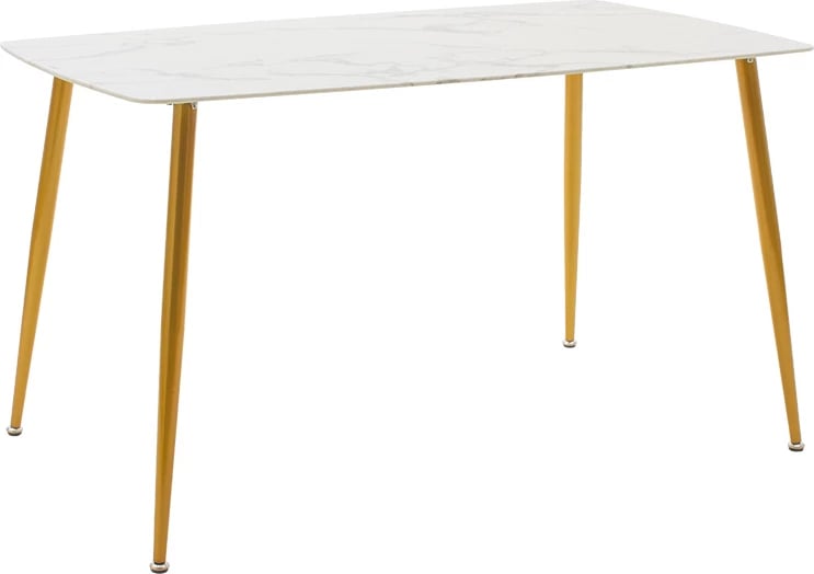 Tavolinë ngrënieje Paris xham 8mm mermer i bardhë-ari 150x80x75cm