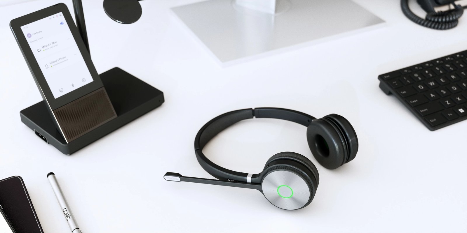 Kufje pa tela Yealink WH66 Dual UC-DECT, Zyrë/Qendra thirrjesh, e zezë Kufje pa tela Yealink WH66 Dual UC-DECT, Zyrë/Qendra thirrjesh, e zezë