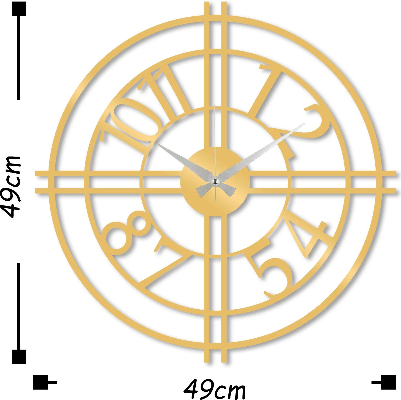 Orë muri dekorative prej metali, ngjyrë ari, Wallity, 49x49cm