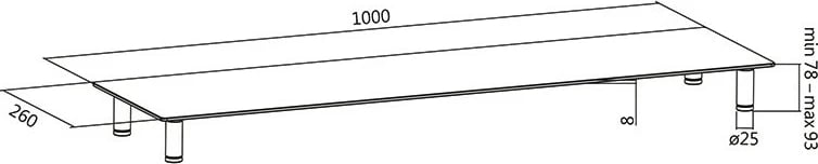 Mbajtëse monitori me xham, LogiLink, BP0060, 1000 x 260 x 93 mm, ngarkesë 20 kg, transparente e bardhë