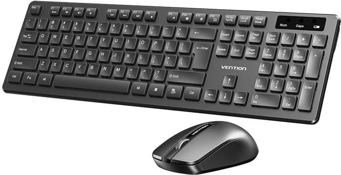 Set tastierë dhe maus wireless Vention KTDB0-EN, i zi, me mauspad
