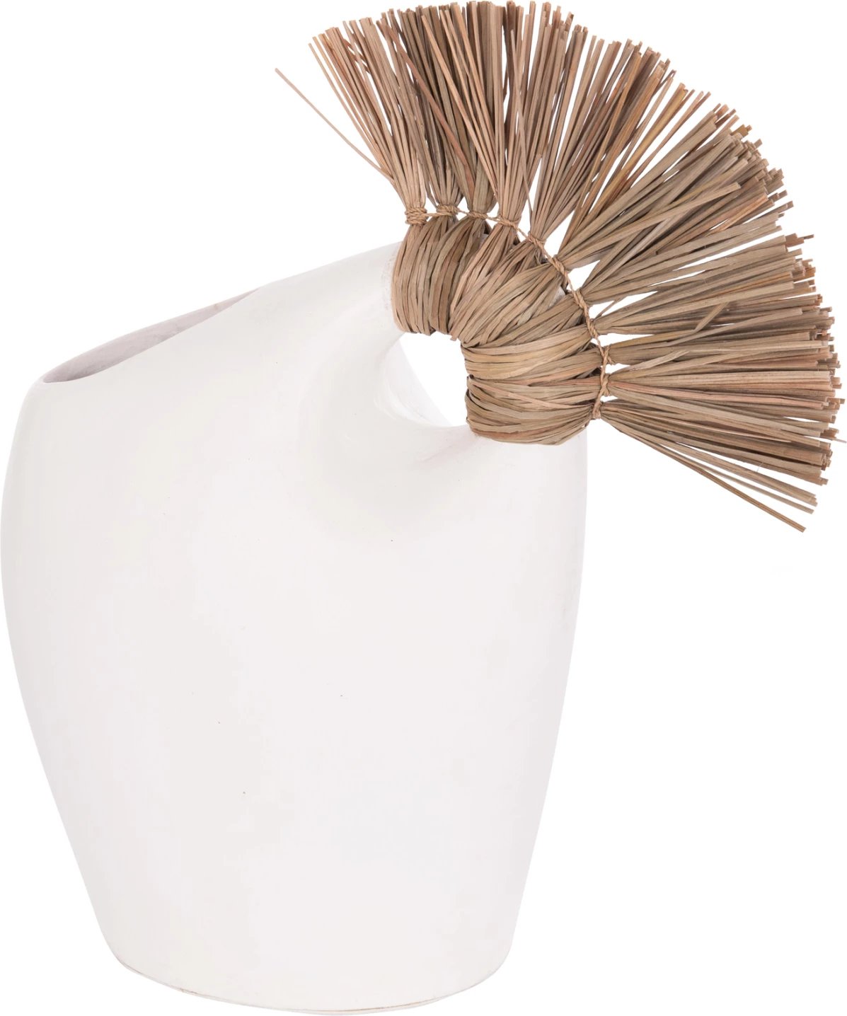 Vazo dekorative tavoline ALICA2, terrakotë e bardhë, dorezë me bar, 44x18x50cm