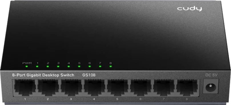 Switch 8-portësh, Cudy GS108, kasë metalike, i zi