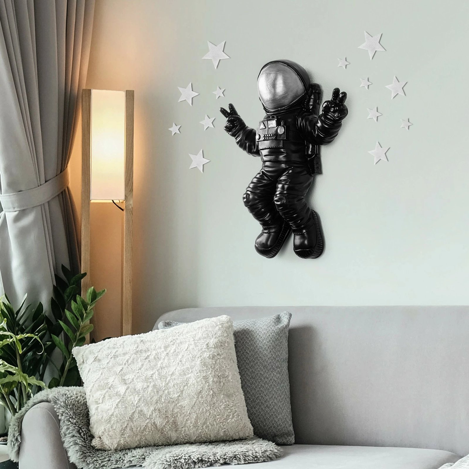 Aksesor dekorativ për mur, Wallity Cosmonaut 4, shumëngjyrësh, 35x47x10cm