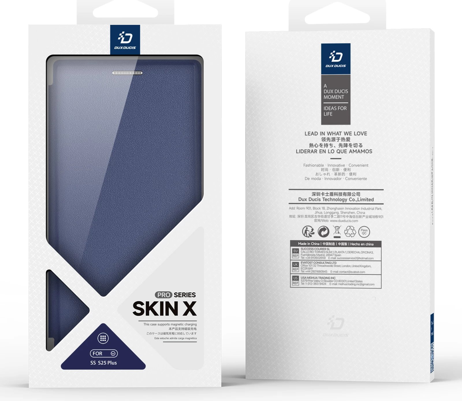 Mbështjellës Dux Ducis Skin X Pro për Samsung Galaxy S25+, me MagSafe, portofol, Blu