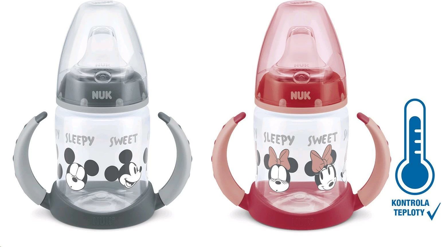 Shishe mësuese NUK Disney Mickey First Choice me kontroll temperature 150 ml gri