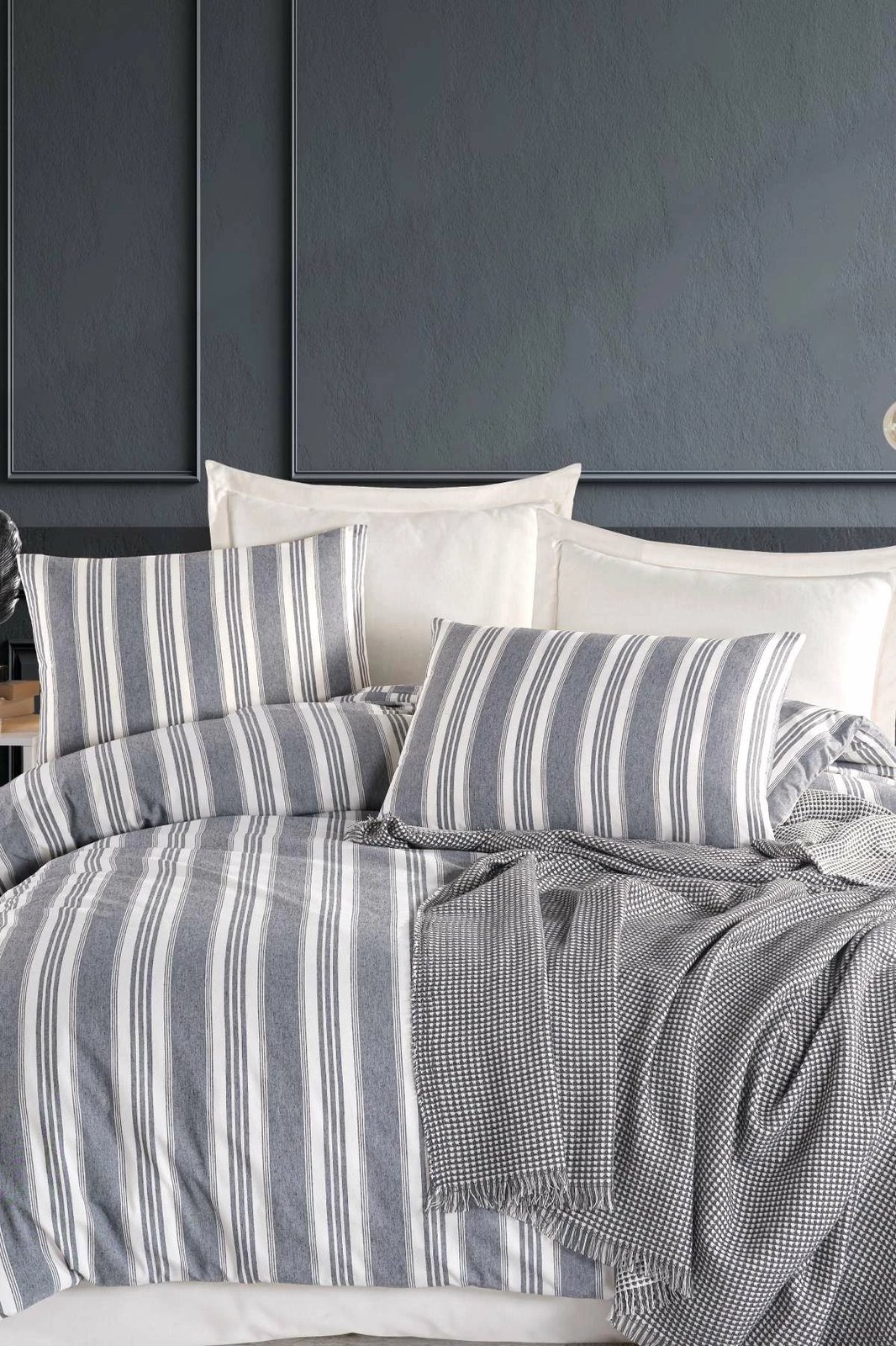 Set mbulesë për jorgan single, Soft Line, ngjyrë navy