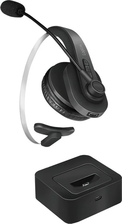 Kufje Bluetooth LogiLink BT0059 me mikrofon dhe stacion karikimi, e zezë Kufje Bluetooth LogiLink BT0059 me mikrofon dhe stacion karikimi, e zezë