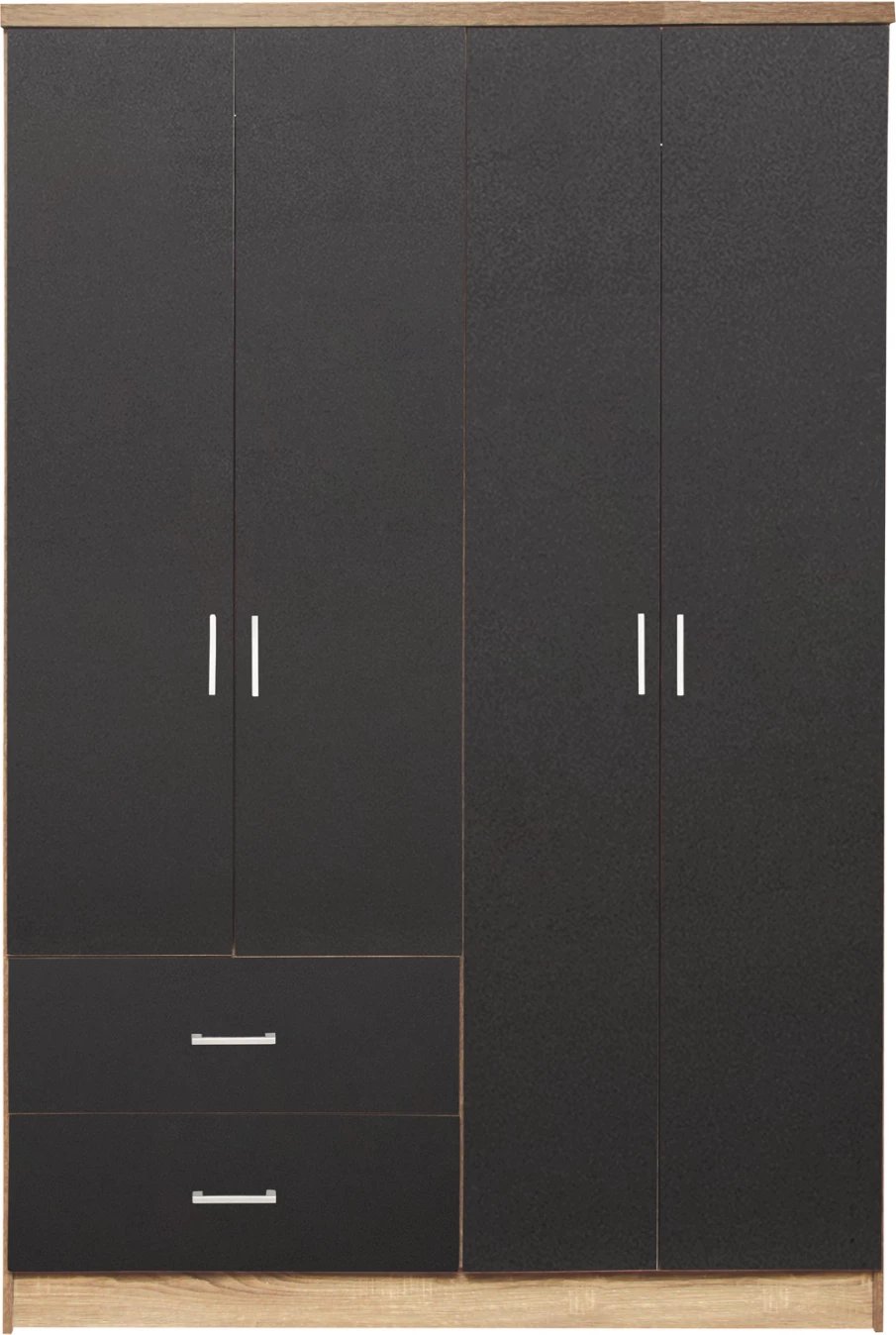 Dollap 4 dyer me 2 sirtarë FH339.04 Sonama-Gri 120x42x181cm