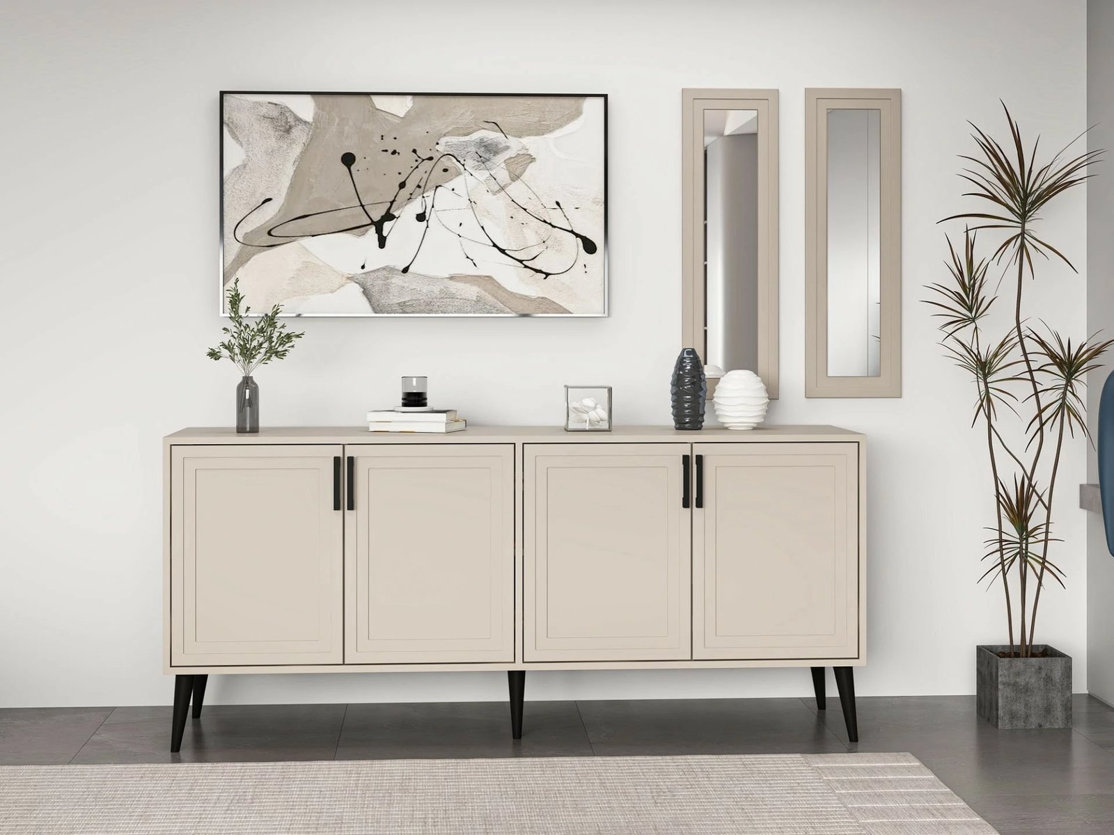 Konsol Sandstone me pasqyrë, Skye Decor, ngjyrë rëre