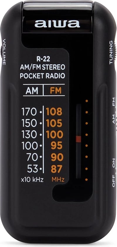 Radio xhepi AIWA R-22BK, AM/FM, me kufje, e zezë/portokalli