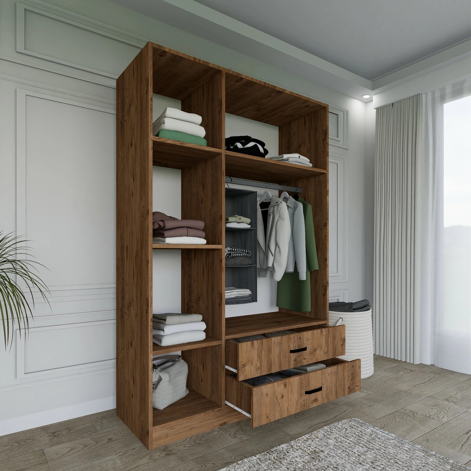 Dollap Hanah Home, Yaman 1600-027, ngjyrë arre, 120x181x45cm