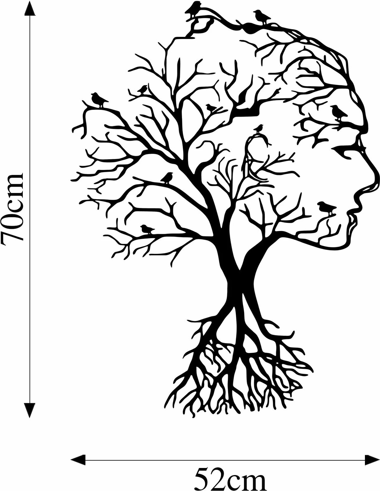 Aksesor dekorativ metalik për mur, pemë akacie, Wallity, 52x70cm
