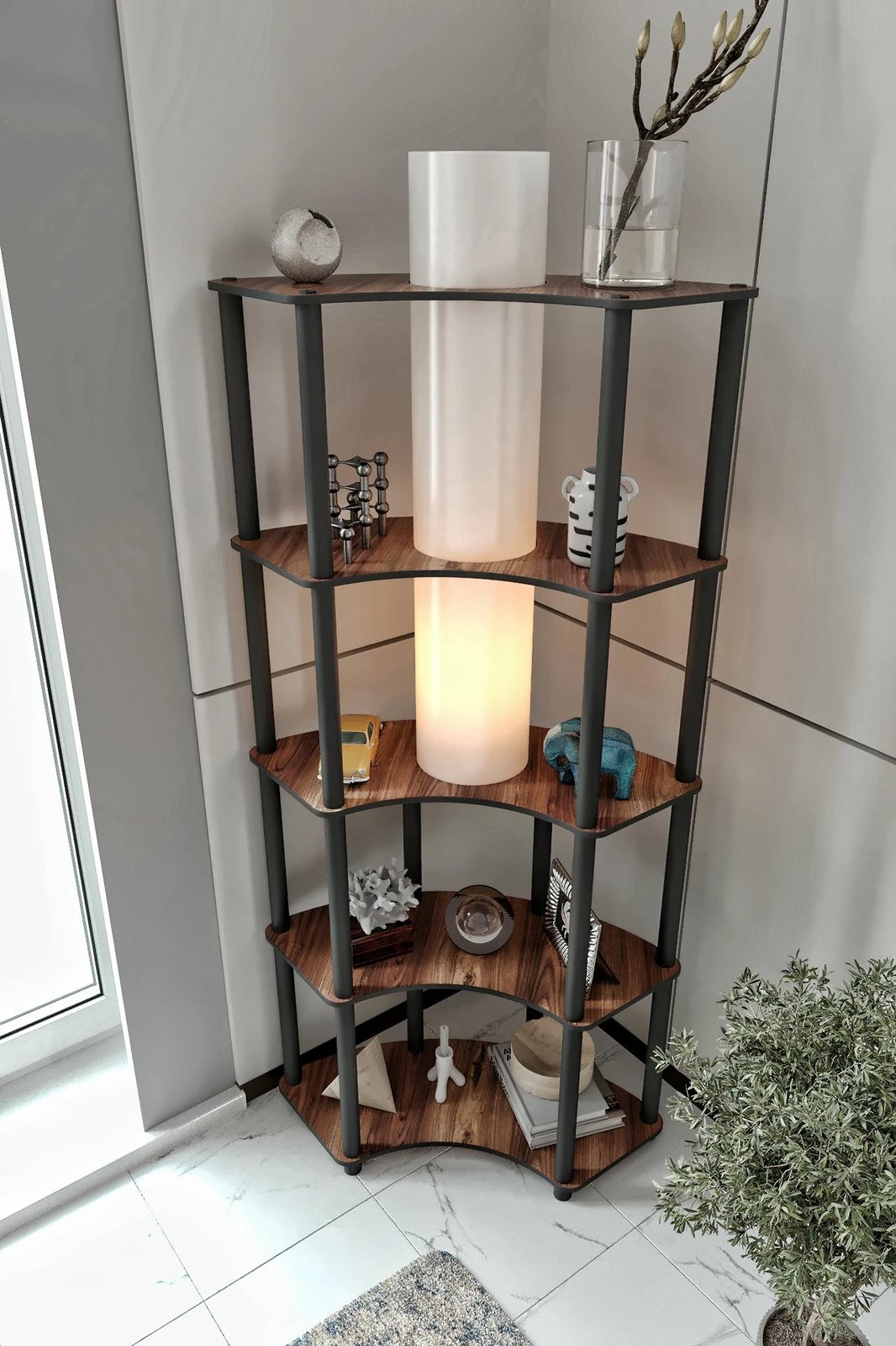 Llampë dyshemeje Opviq, ngjyrë arre, Conrad