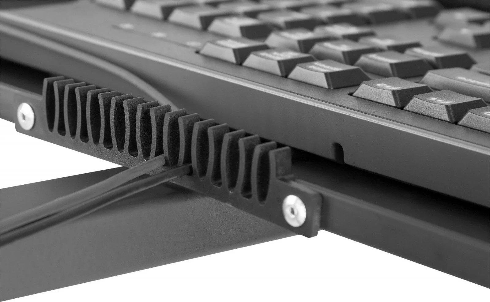 Stacion pune mobil Digitus DA-90374 me mbajtës monitori, tastiere/mausi dhe PC, rregullim lartësie, i zi