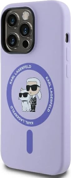 Mbështjellës Karl Lagerfeld Silicone KC Heads Ring MagSafe për iPhone 14 Pro Max, Vjollcë