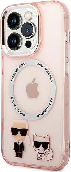 Mbështjellës Karl Lagerfeld KLHMP14XHKCP për iPhone 14 Pro Max 6.7", hardcase, MagSafe, rozë
