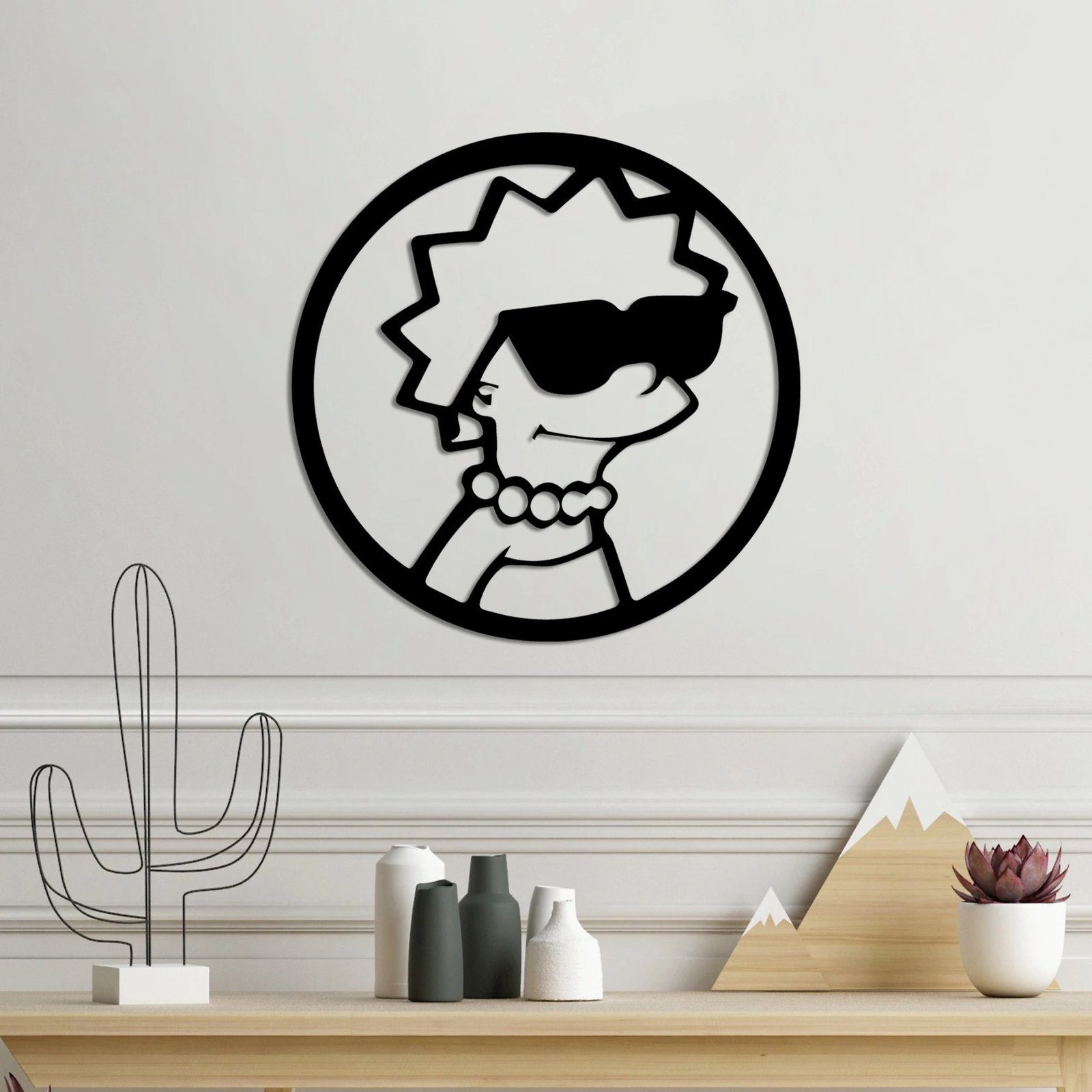 Aksesor metalik dekorativ për mur, Wallity Sımpson 5, ngjyrë e zezë, 33x33cm