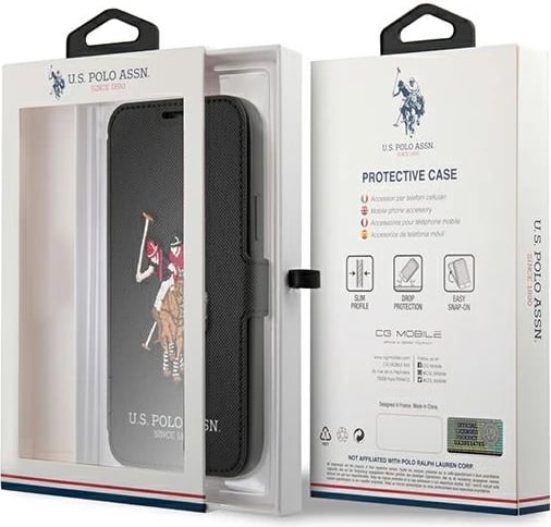 Mbështjellës U.S. Polo Assn. USFLBKP12SPUGFLBK për iPhone 12 mini, Polo Embroidery, i zi