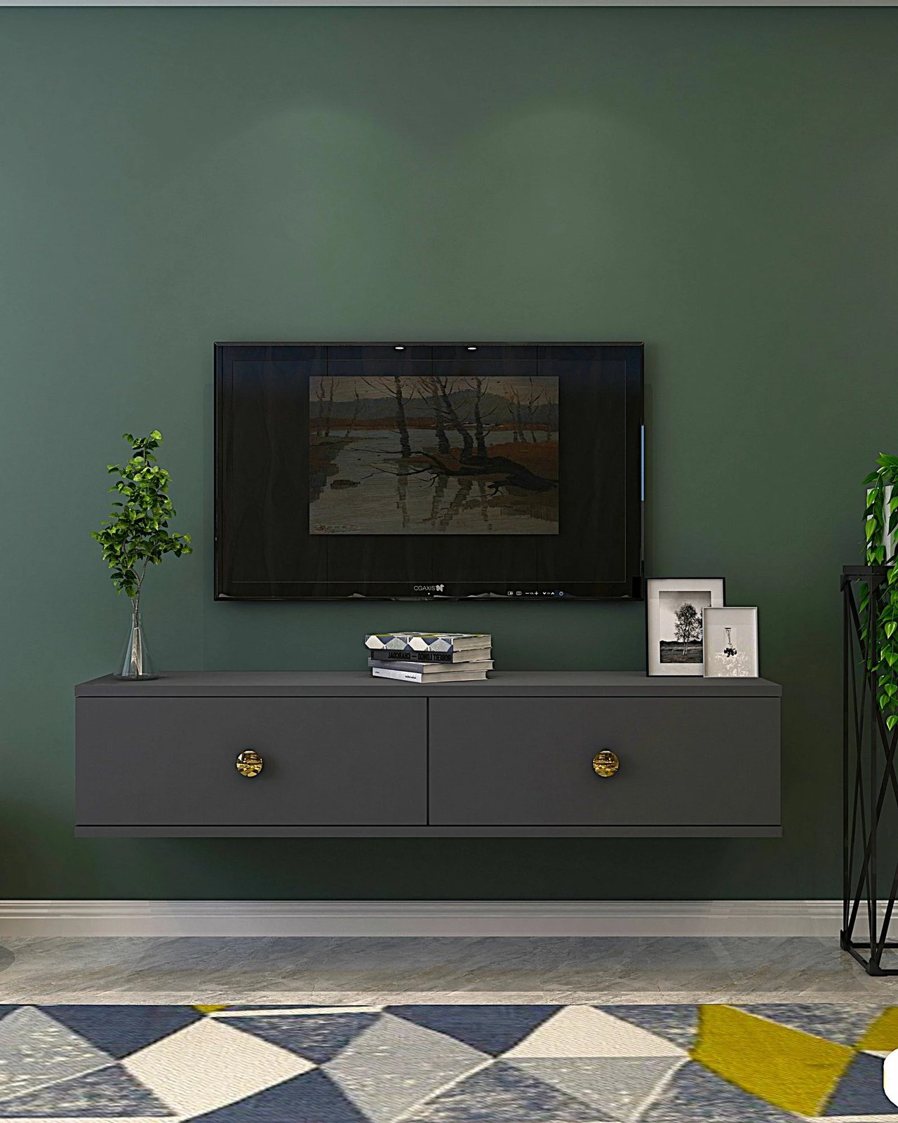 Komodë për TV, ngjyrë antracit dhe ari, Skye Decor Zuzu 120