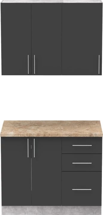 Njësi kuzhine Festa I melamine, ngjyrë gri e errët dhe sonoma, sipërfaqe pune 100x60x85cm