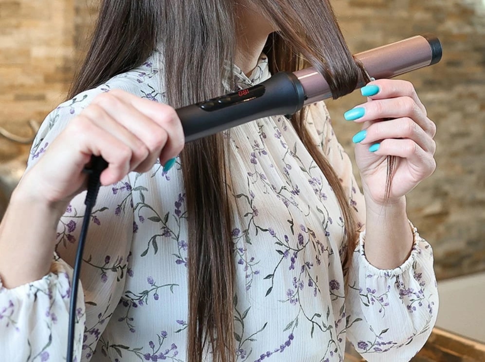 Figaro për flokë, Lafe, Sleek & Shine Curler LAFLKA47572, 32 mm, rregullim temperature 100-200°C, 60 W, veshje qeramike, ekran LCD, me dorëzë mbrojtëse, e zezë/rozë