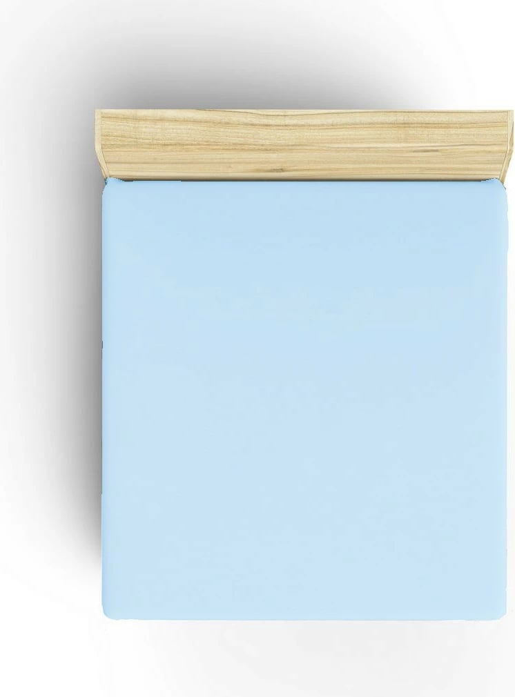 Çarçaf i shtrirë për krevat dopio, ngjyrë e kaltër e çelët, L'essentiel, 150x200+30 cm